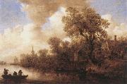 Jan van Goyen River Scene oil painting on canvas
